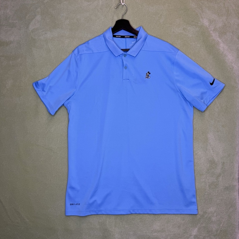 Disney Parks Nike Mickey Mouse Dri Fit Baby Blue Golf Polo Large L